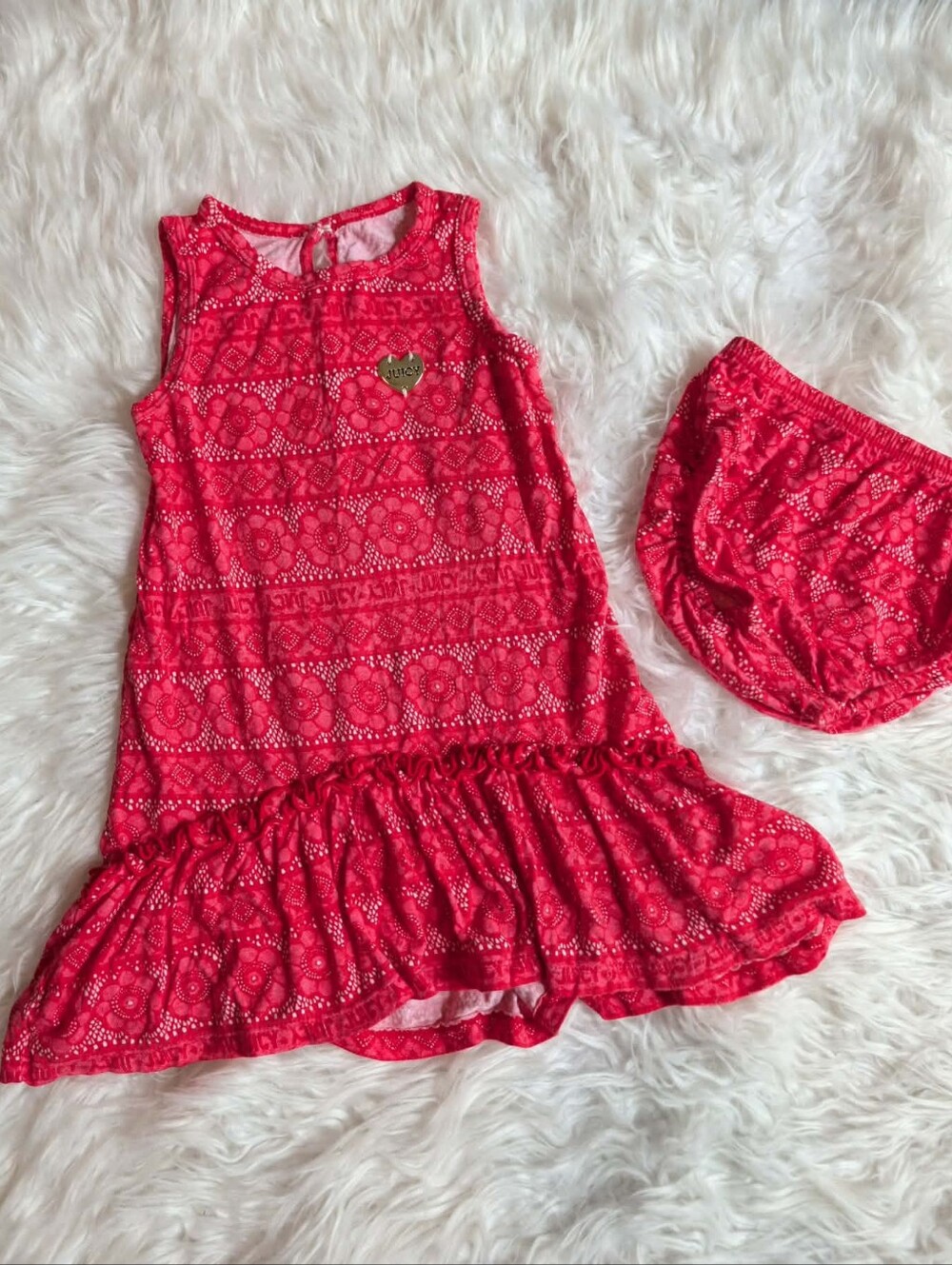 Juicy Couture Hot Pink Floral Print Dress with Bloomers